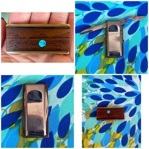 Elegant Wooden Money Clip with Silver Accents